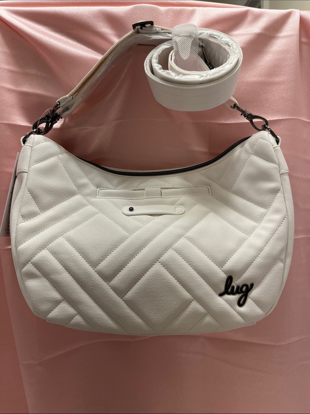 LUG - Harmony Matte Luxe Vegan Leather Crossbody/Shoulder Bag - Pearl White